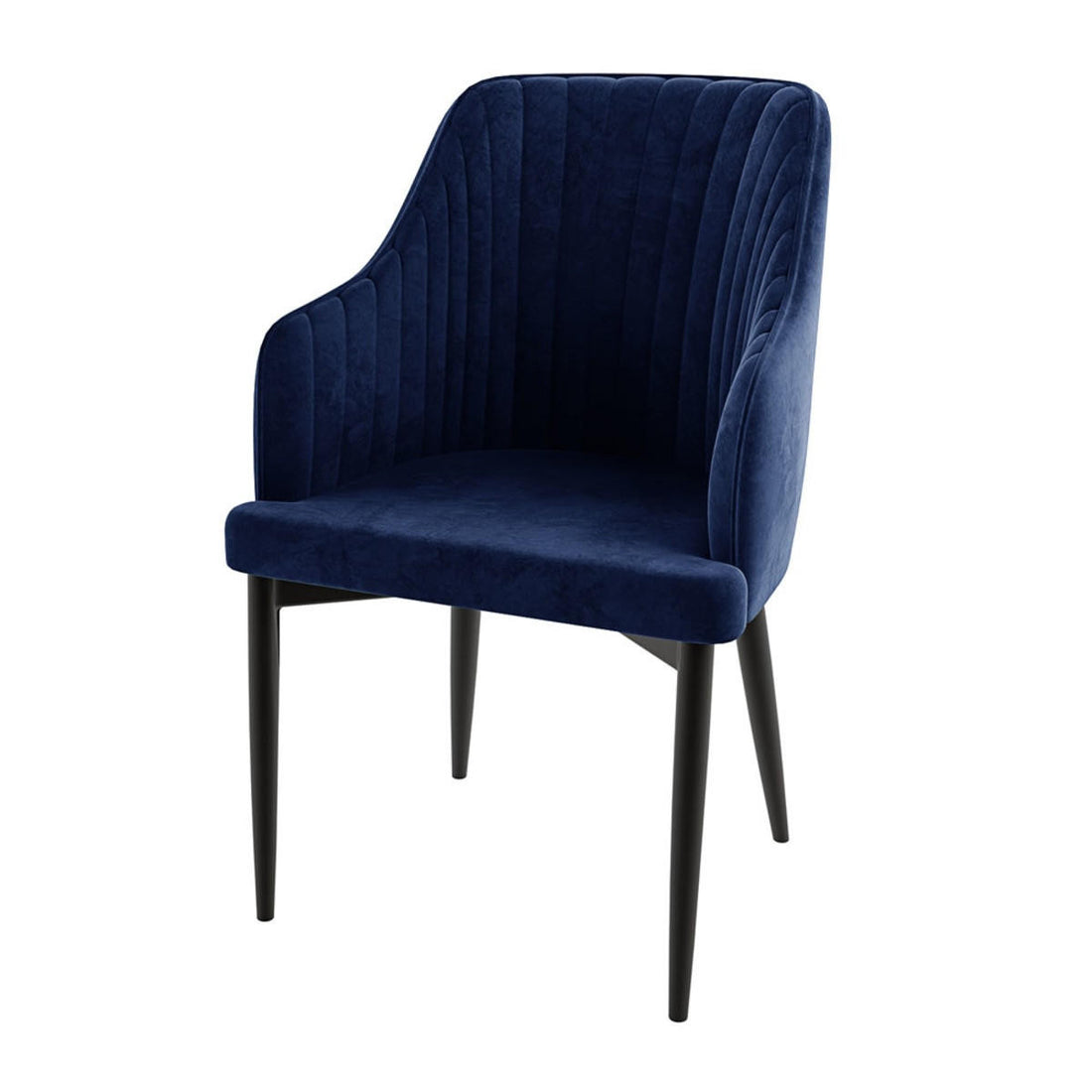 Elly High-Back Velvet Curved Dining Chair - Dark Navy (2pc)