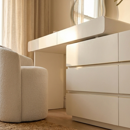 Eloura Extendable Vanity Storage Table w/ LED Mirror in White