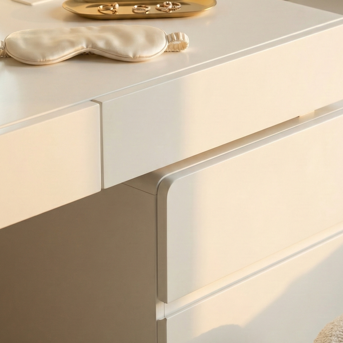 Eloura Extendable Vanity Storage Table w/ LED Mirror in White