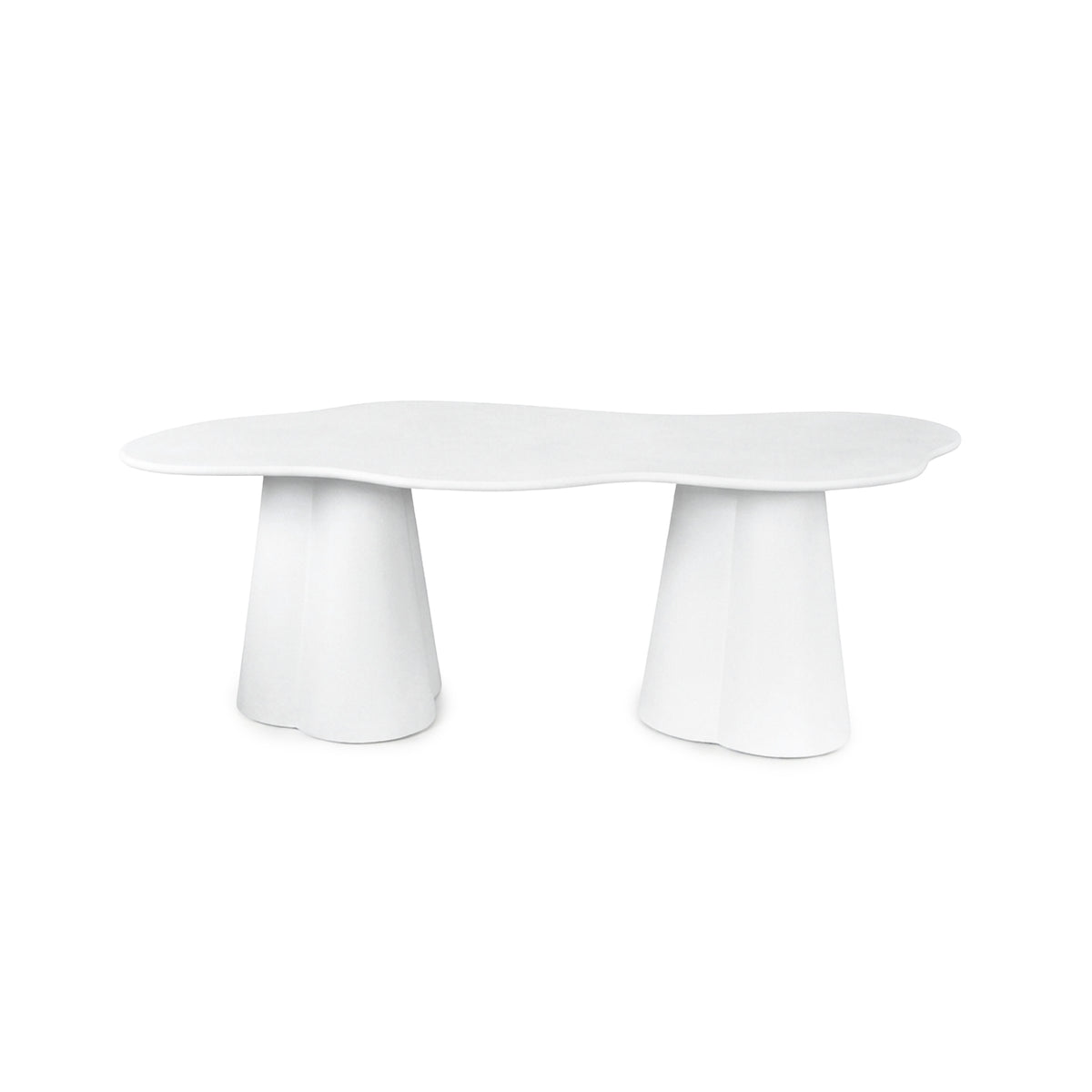 White modern organic-shaped table on a white background