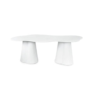 White modern organic-shaped table on a white background