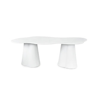 White modern organic-shaped table on a white background
