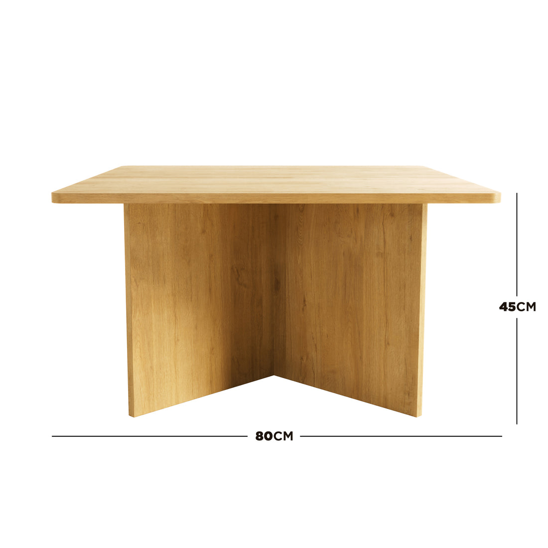 Emelia 80cm Square Coffee Table Oak, showcasing a sleek wooden surface and clean lines, highlighting its stylish square design for modern and functional living spaces.