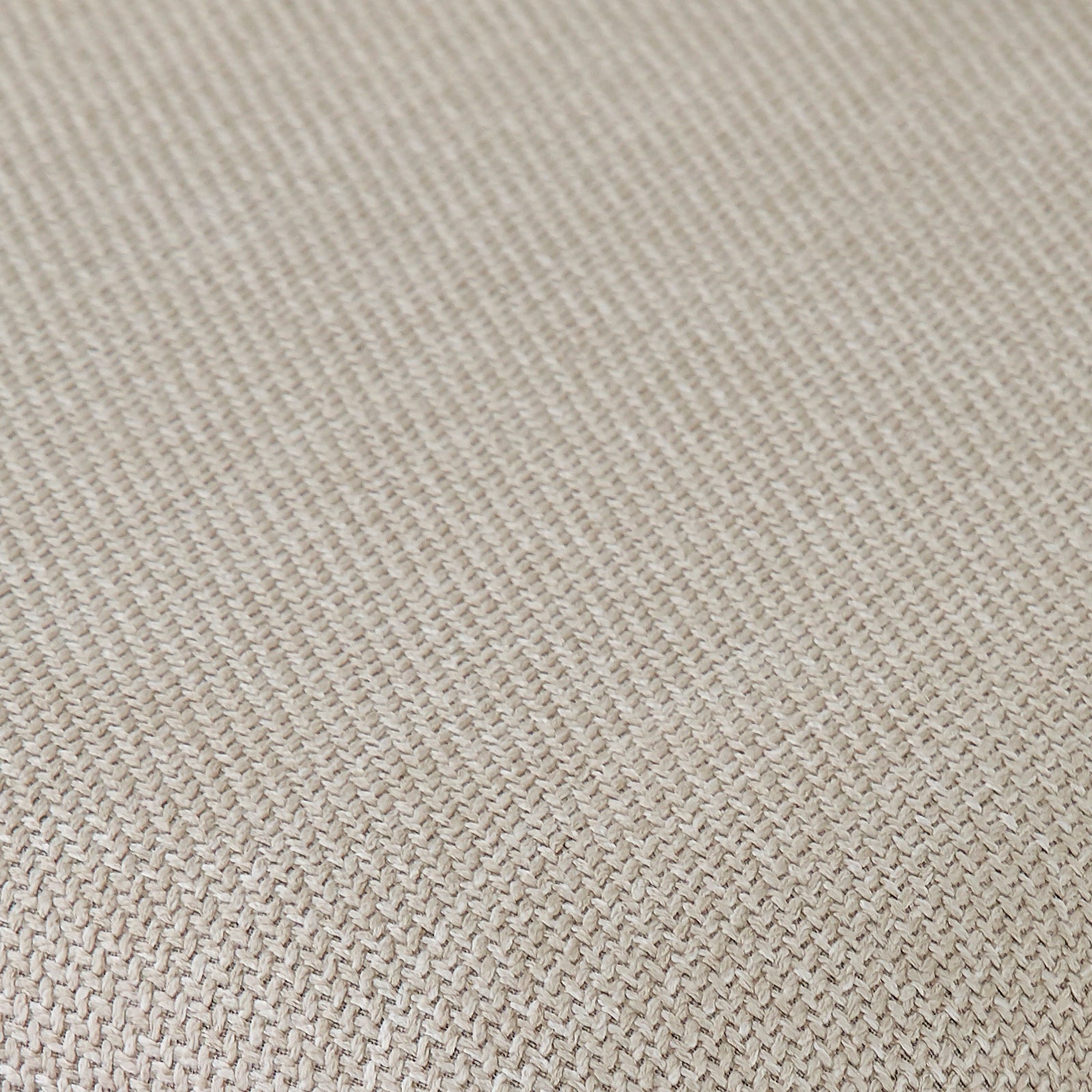 Close-up of Enid & Audrey 4 Seater Dining Table & Chair Set in Beige, showcasing the basket-weave fabric upholstery of the chair, highlighting its textured, interlaced yarn design.