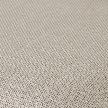 Close-up of Enid & Audrey 4 Seater Dining Table & Chair Set in Beige, showcasing the basket-weave fabric upholstery of the chair, highlighting its textured, interlaced yarn design.