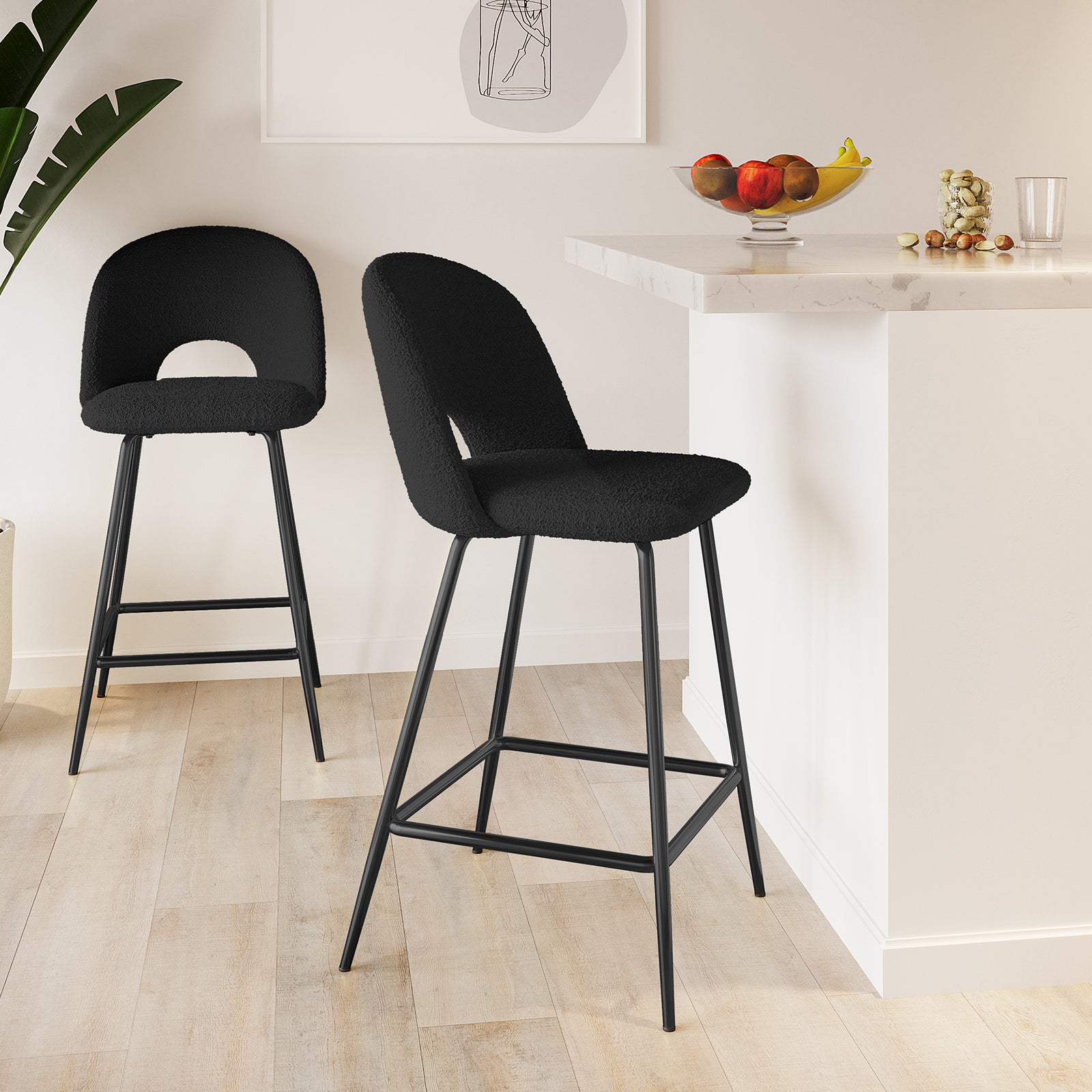 Evie High Back Boucle Bar Stool Set of in Black – Luxo Living