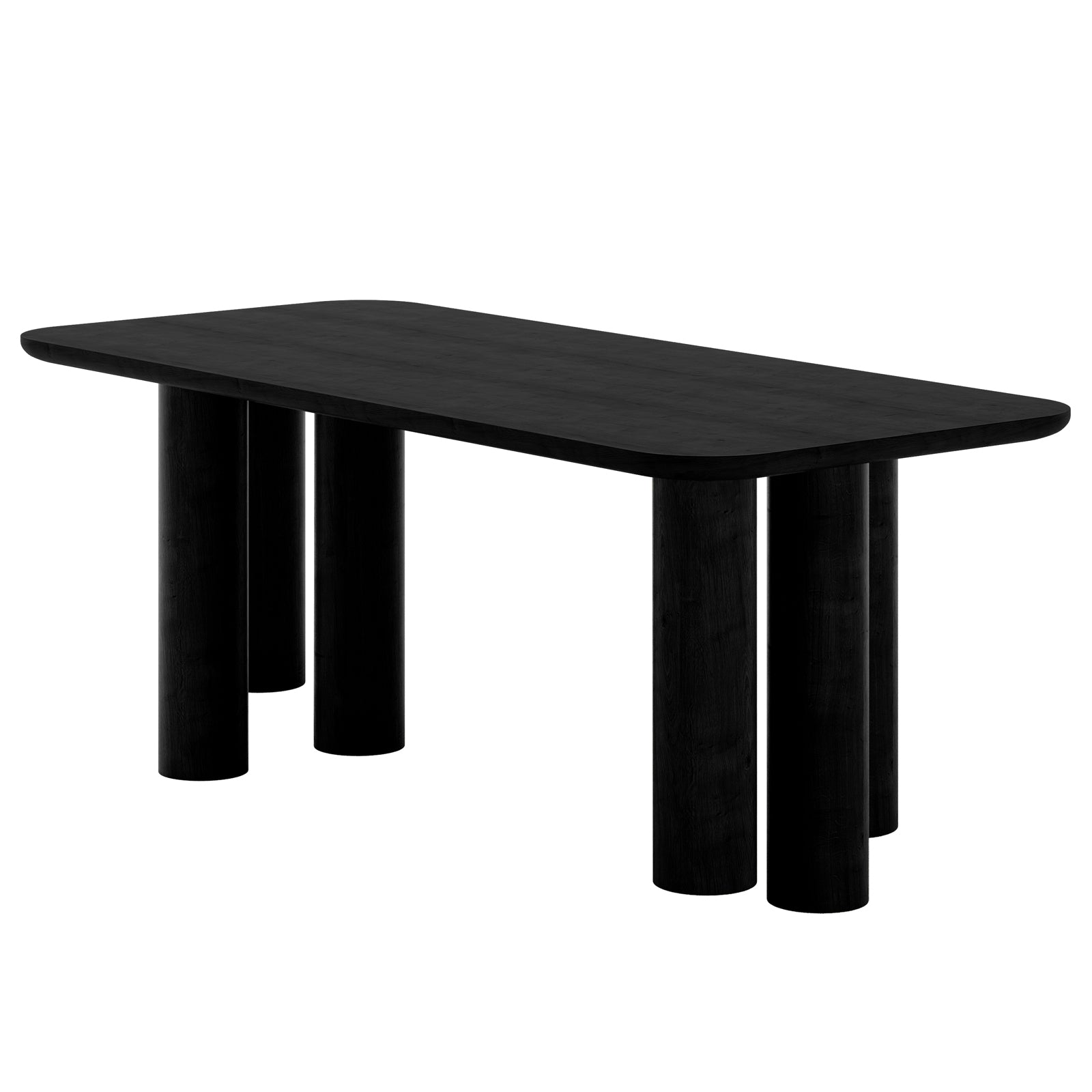Faunus 8-Seater Dining Table w/ Pillar Legs - Black, featuring a sleek oval design with distinctive fluted pillar legs, offering modern elegance and durability for a sophisticated dining experience.