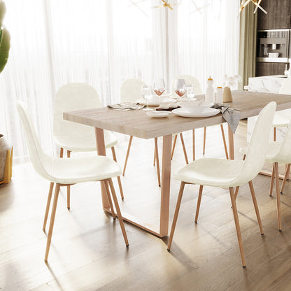 Close-up of Florida PU Leather Dining Chairs, set of 4, showcasing sleek design with metal legs and luxurious finish, perfect for enhancing a dining room's modern aesthetic.