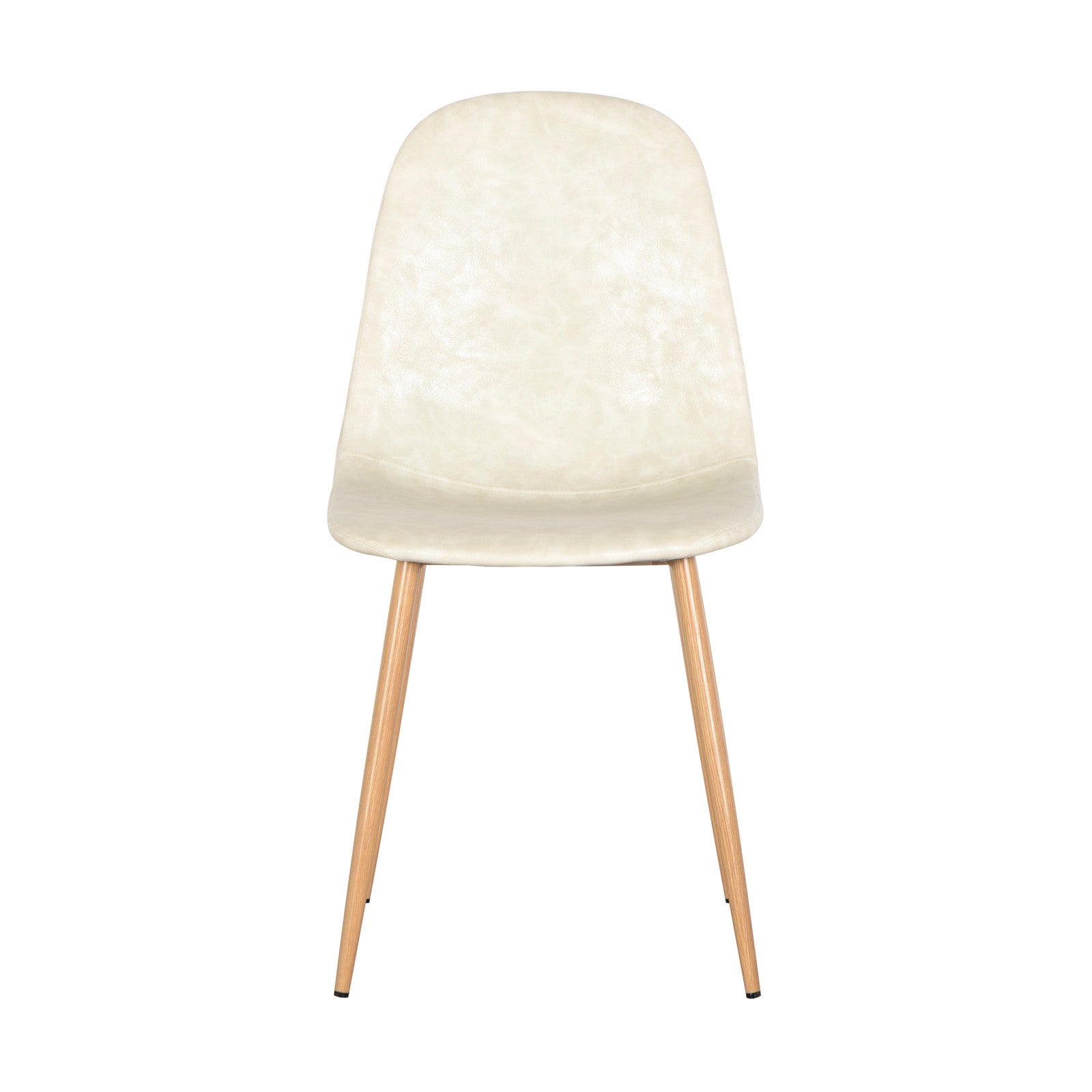 Florida PU Leather Dining Chairs Set of 4 features sleek white seats with wooden legs, blending modern style and comfort, perfect for enhancing any dining space.