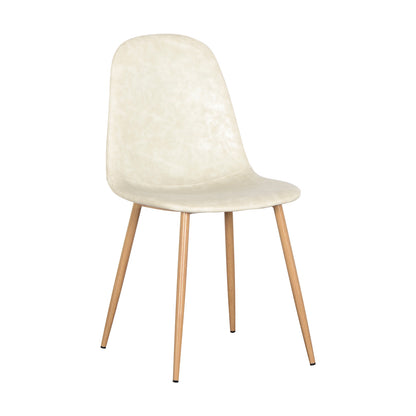 Florida PU Leather Dining Chairs Cream White Set of 4, showcasing sleek white seats with sturdy wooden legs, designed for a modern, luxurious dining experience with durable, easy-to-clean PU leather upholstery.