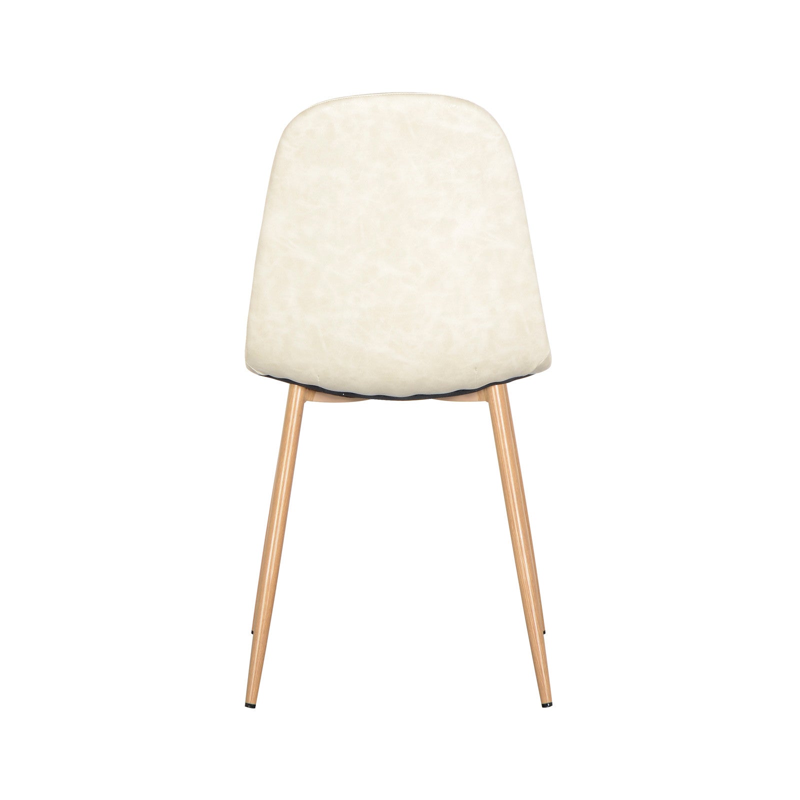 Florida PU Leather Dining Chairs Cream White Set of 4 feature sleek white seats with wooden legs, offering a contemporary and stylish dining solution, perfect for enhancing any dining room's aesthetic.