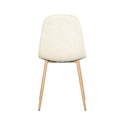 Florida PU Leather Dining Chairs Cream White Set of 4 feature sleek white seats with wooden legs, offering a contemporary and stylish dining solution, perfect for enhancing any dining room's aesthetic.