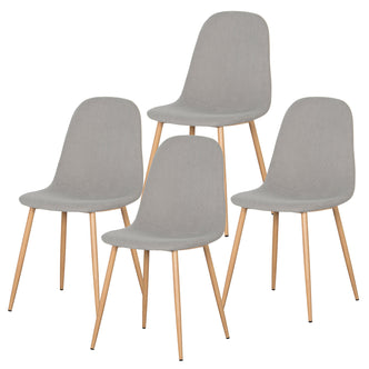 Florida Corduroy Fabric Dining Chairs (Set of 4) - Grey feature plush corduroy upholstery, wooden legs, and armrests, offering a blend of modern design and comfort for stylish dining spaces.