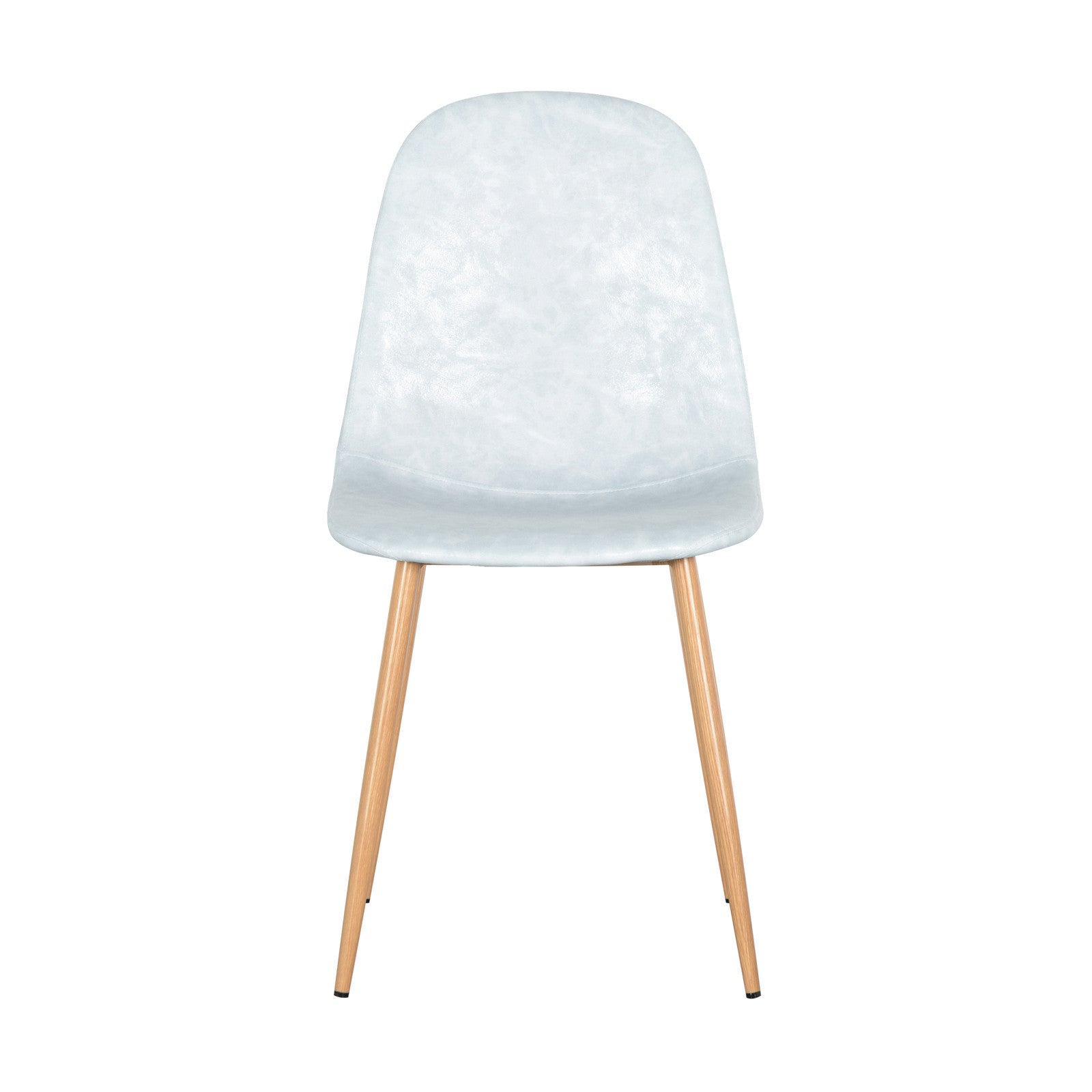 Florida PU Leather Dining Chairs Set of 4, featuring a modern-style single chair with a molded, lightly padded seat and slender wooden legs, presented on a white background.