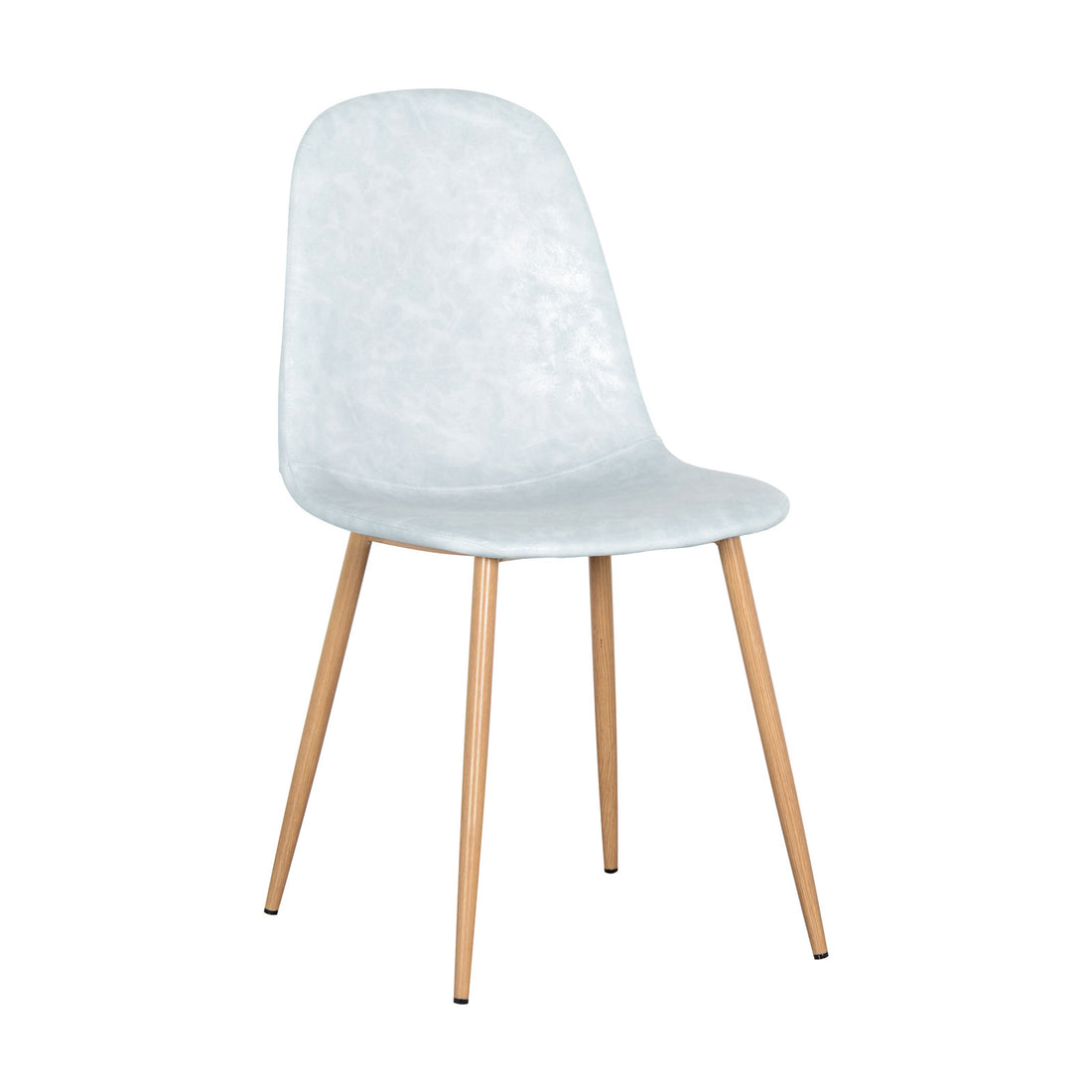 Florida PU Leather Dining Chairs Set of 4 in Slate, featuring a single-piece, contoured seat and backrest on slender, outward-tapering wooden legs, offering a sleek, modern design perfect for contemporary dining spaces.