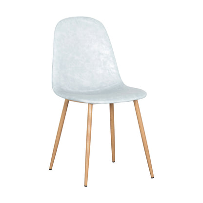 Florida PU Leather Dining Chairs Set of 4 in Slate, featuring a single-piece, contoured seat and backrest on slender, outward-tapering wooden legs, offering a sleek, modern design perfect for contemporary dining spaces.