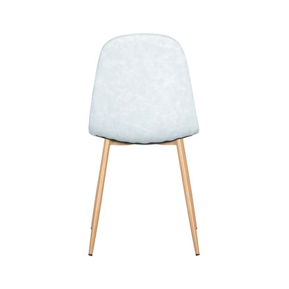 Florida PU Leather Dining Chair Set of 4 in Slate features a modern design with gently curved, lightly upholstered back and seat, and four tapered wooden legs angled slightly outward, set against a white background.