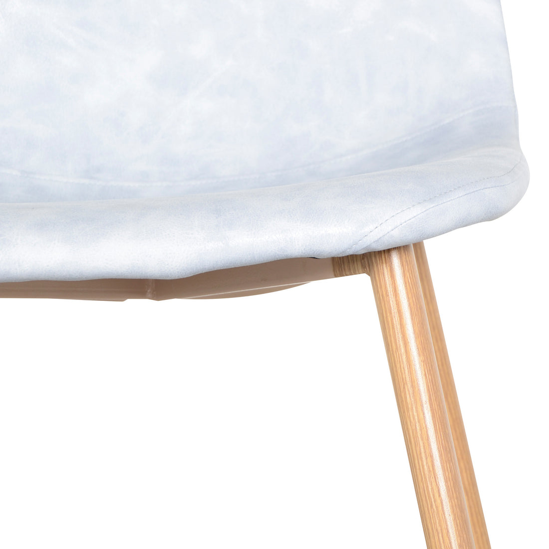 Florida PU Leather Dining Chair Set of 4 in Slate, featuring a modern curved, lightly upholstered seat and tapered light-wood legs, showcasing contemporary design and luxurious style.