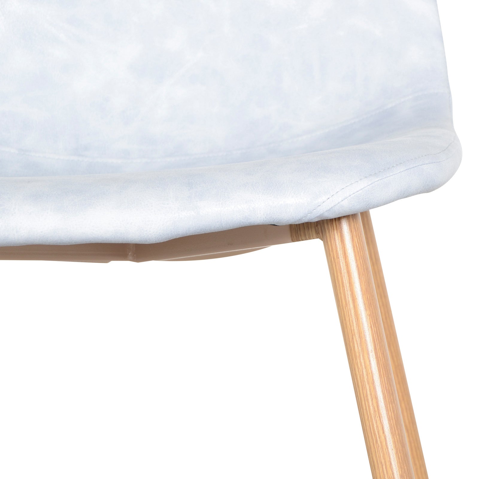 Florida PU Leather Dining Chair Set of 4 in Slate, featuring a modern curved, lightly upholstered seat and tapered light-wood legs, showcasing contemporary design and luxurious style.