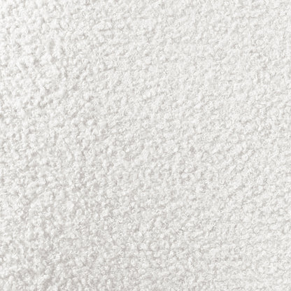 Close-up of the Gilles Boucle Arched Bar Stool Cream White Set of 2, showcasing the luxurious boucle upholstery and ergonomic arched backrest, emphasizing comfort and modern elegance in dining spaces.