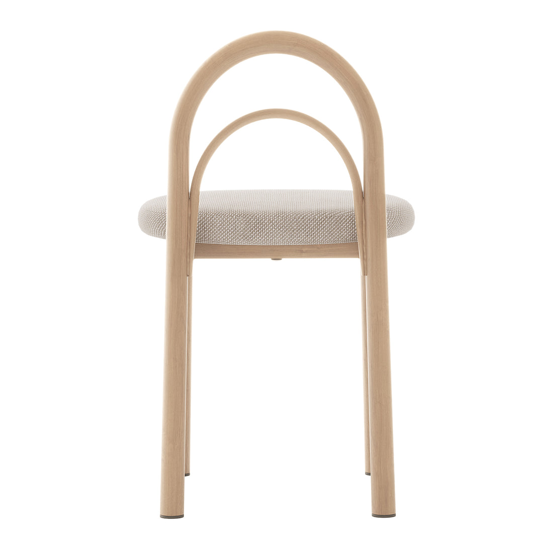Gilles Linen Arched Dining Chair Set of 2 - Beige, featuring a close-up of its elegant linen fabric, detailed arched backrest design, and sturdy powder-coated metal frame with wood accent legs.