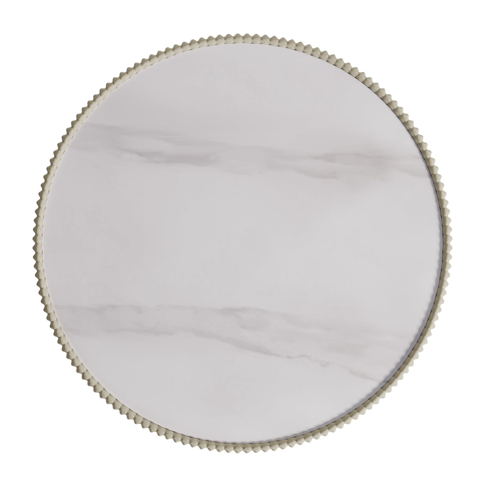 Glalie 70cm Sintered Stone Coffee Table in cream white, featuring a smooth, circular sintered stone top and a durable gold stainless steel base, perfect for versatile decor integration.