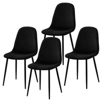 Halsa Velvet Fabric Classic Dining Chair Set of 4 - Black, featuring plush velvet upholstery, ergonomic 45cm backrests, and sleek metal legs, offering a blend of modern comfort and timeless elegance.