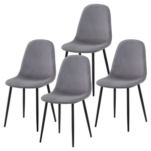 Halsa Classic Velvet Dining Chairs Set of 4 in Marble Grey