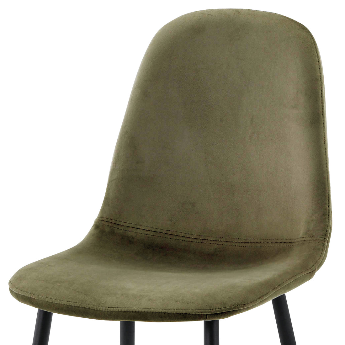 Close-up of Halsa Luxe Velvet Classic Dining Chair set, showcasing plush velvet upholstery, cushioned seating, and sleek metal legs, highlighting modern elegance and durable construction, ideal for enhancing dining spaces.