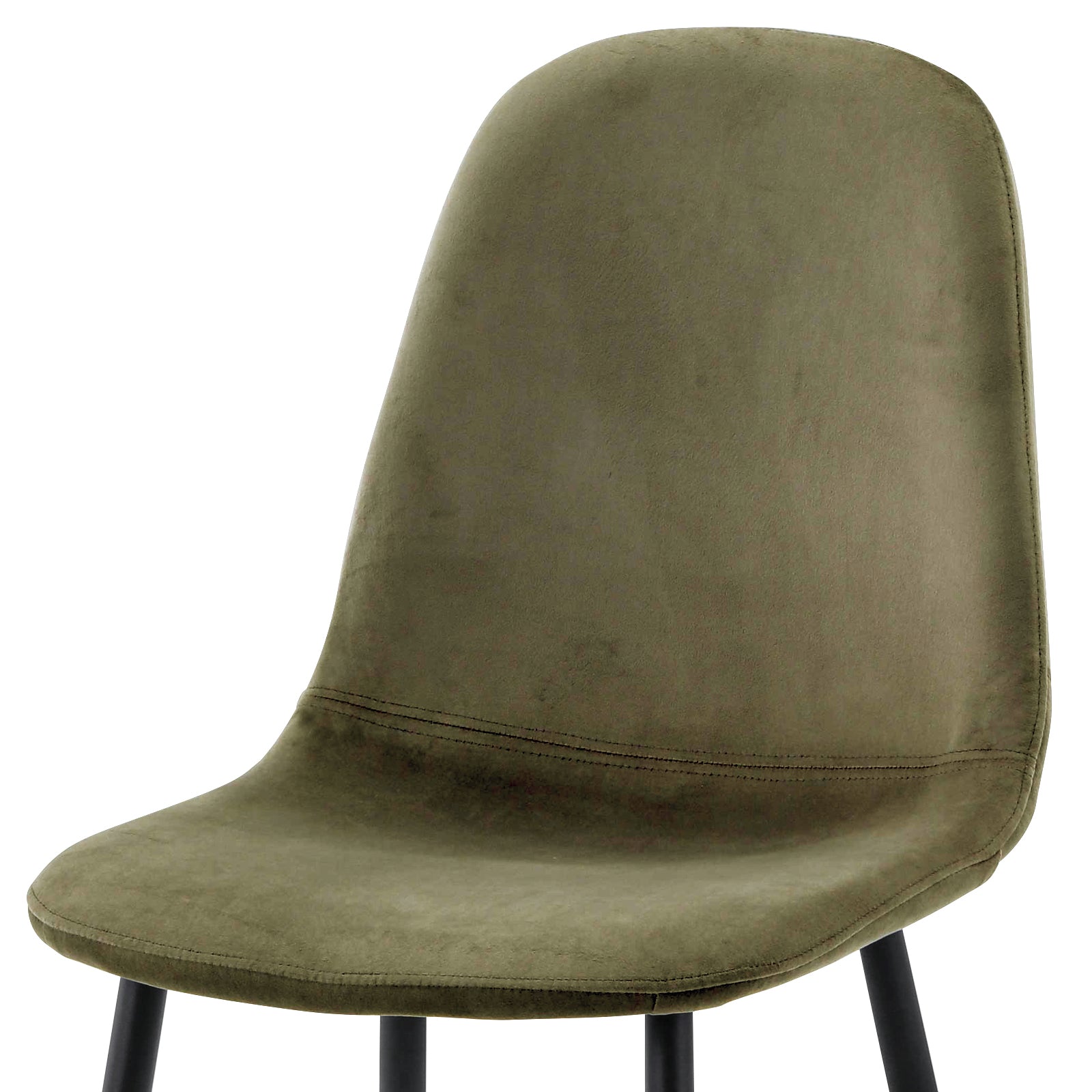 Close-up of Halsa Luxe Velvet Classic Dining Chair set, showcasing plush velvet upholstery, cushioned seating, and sleek metal legs, highlighting modern elegance and durable construction, ideal for enhancing dining spaces.