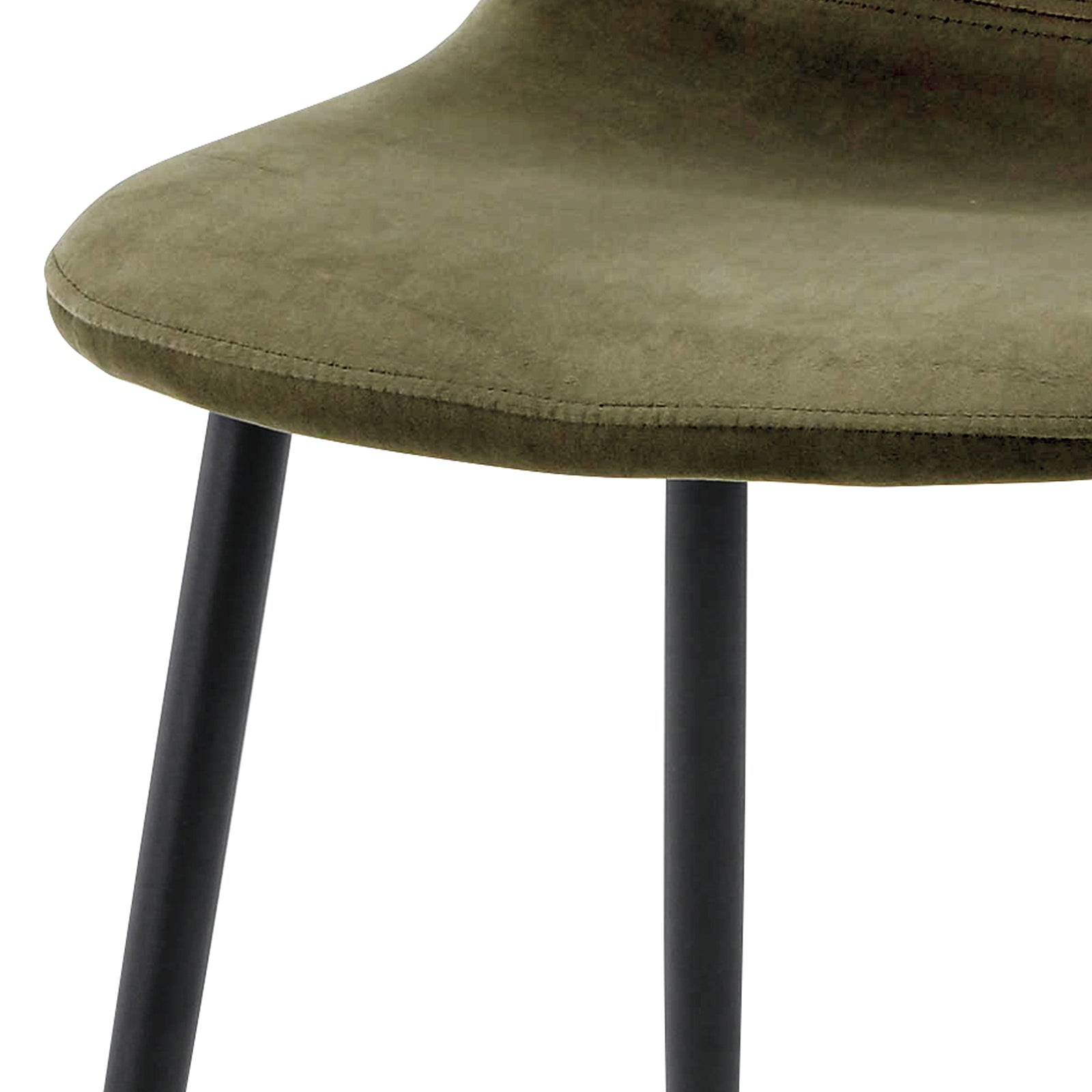 Halsa Velvet Fabric Classic Dining Chair Olive Set of 4, showcasing plush velvet upholstery, cushioned seats, and sturdy metal legs, ideal for enhancing modern dining spaces with elegance and comfort.
