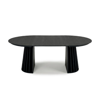 Modern black dining table on white background