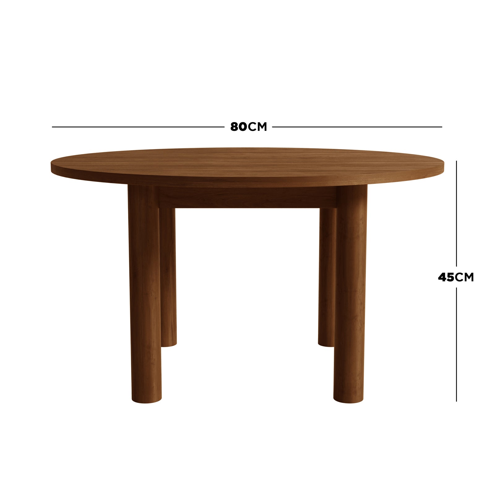 Hudson American Oak Coffee Table Walnut with a round wooden top and sturdy oak legs, showcasing elegant design and practical functionality, ideal for enhancing any living space.