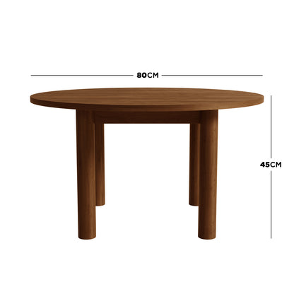 Hudson American Oak Coffee Table Walnut with a round wooden top and sturdy oak legs, showcasing elegant design and practical functionality, ideal for enhancing any living space.