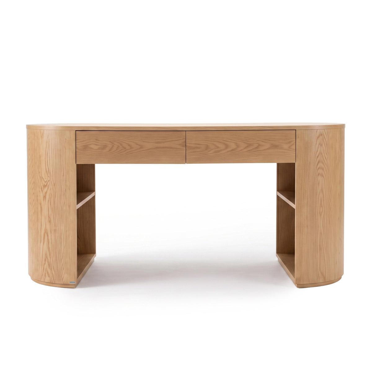 Modern light wood desk on white background