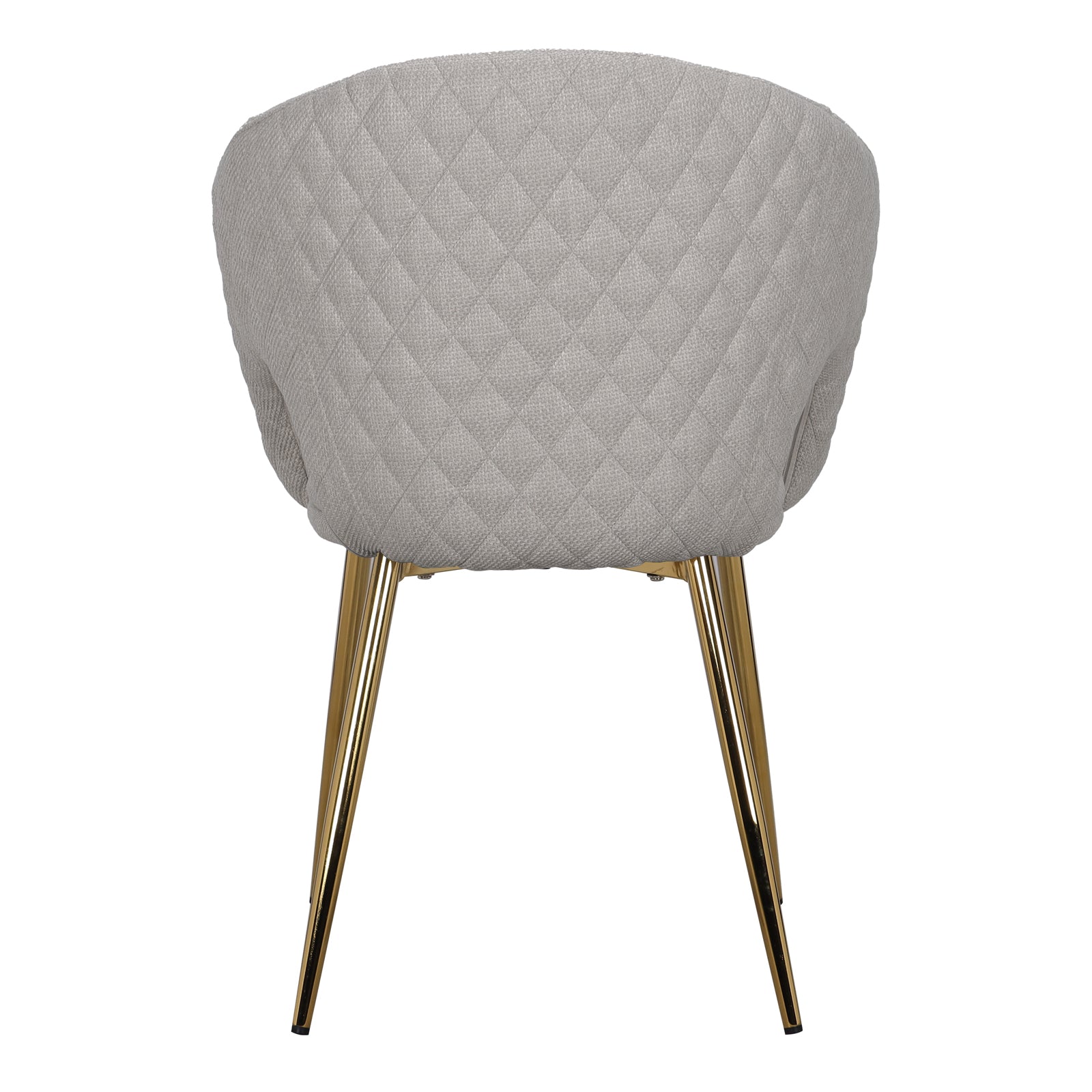 Jazlyn Linen Gold Legs Dining Chair set features a stylish design with plush linen upholstery and sleek golden chrome legs, emphasizing comfort and elegance in modern dining settings.