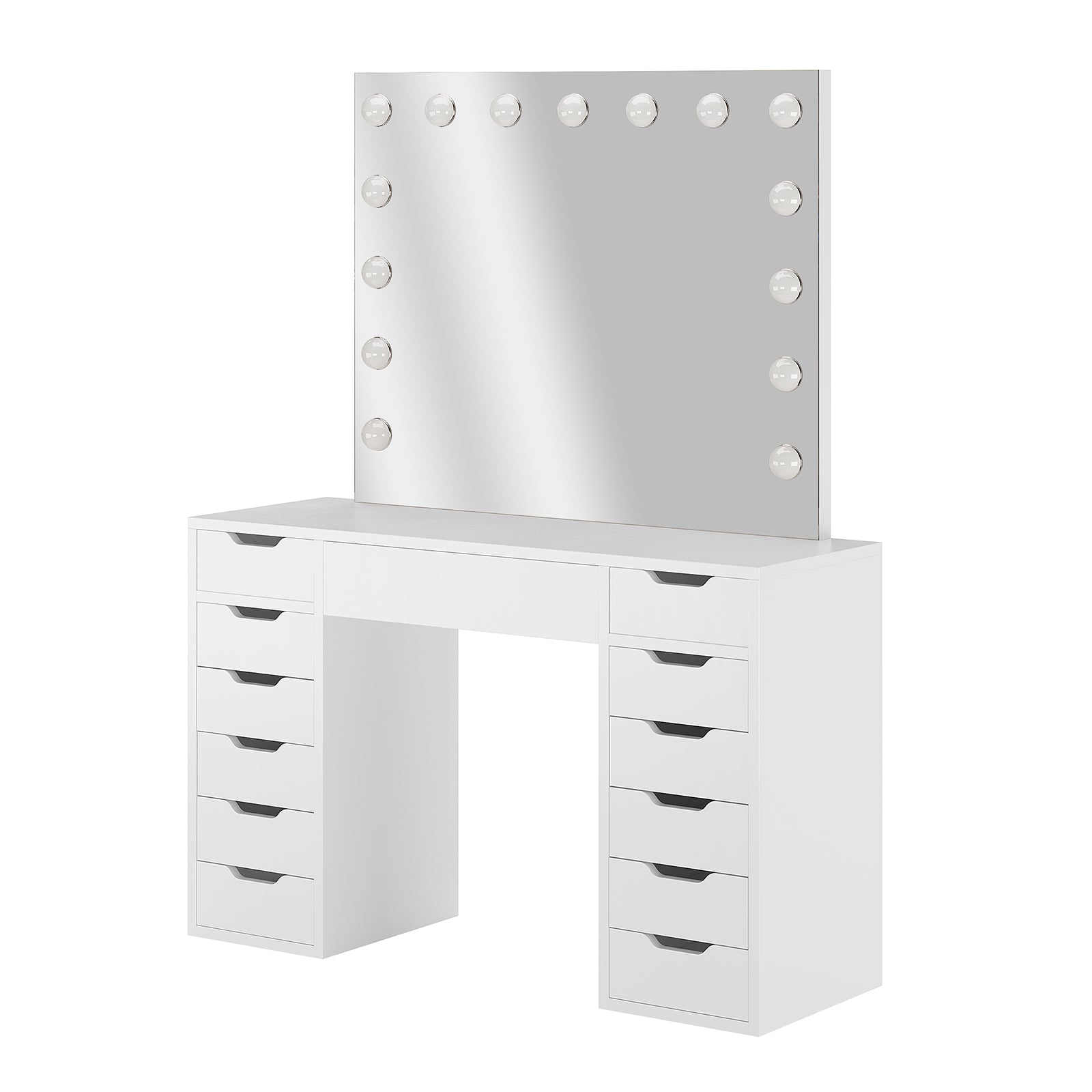 Jenna Hollywood Makeup Vanity Table with LED Mirror in White