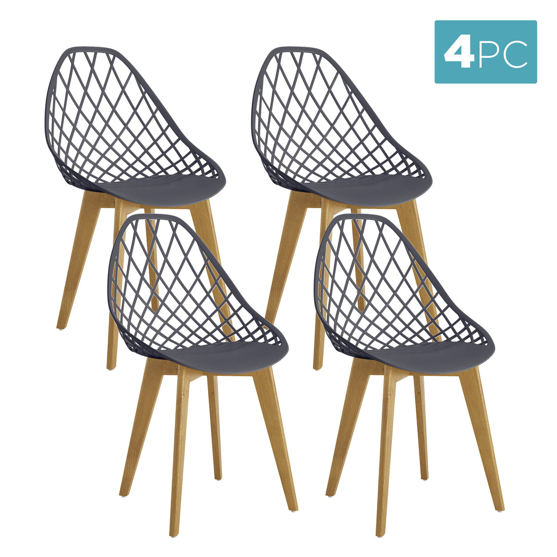 Close-up of Jonah Beech Wood Dining Chair (Set of 4), showcasing its sleek design with a sturdy beech wood frame and a modern Polypropylene seat, ideal for stylish and comfortable dining.