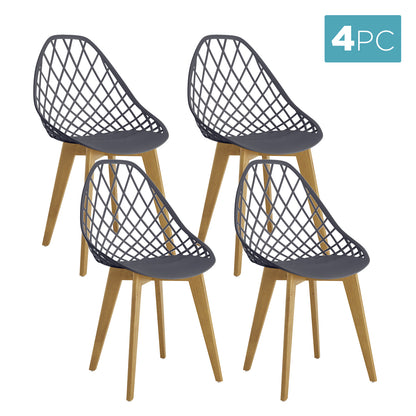 Close-up of Jonah Beech Wood Dining Chair (Set of 4), showcasing its sleek design with a sturdy beech wood frame and a modern Polypropylene seat, ideal for stylish and comfortable dining.