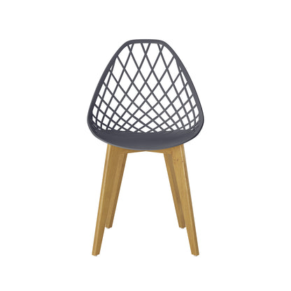 Jonah Beech Wood Dining Chair Dark Charcoal Set of 4 featuring sleek design with beech wood legs and durable Polypropylene seat; ideal for enhancing dining room aesthetics with modern elegance.