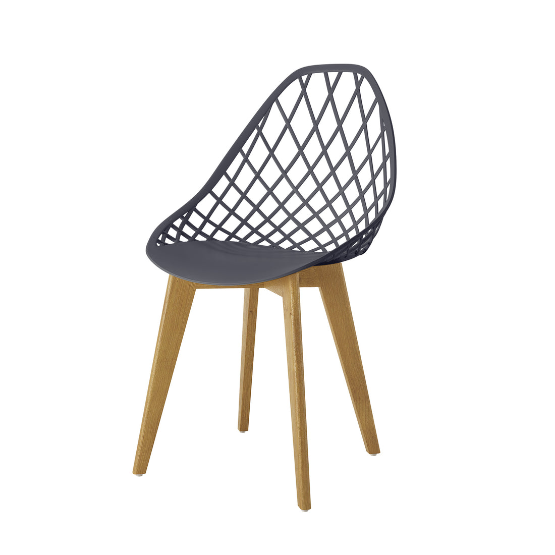 Close-up of Jonah Beech Wood Dining Chair, featuring a black seat with wooden legs, highlighting minimalist design and sturdy construction, sold as a set of four.