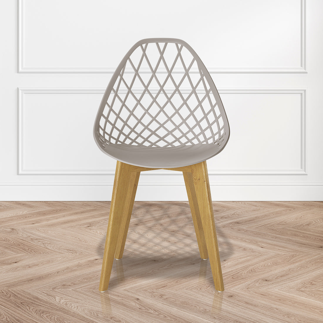 Jonah Beech Wood Dining Chair Grey Set of 4, featuring a sleek, minimalist design with a sturdy beech wood frame and a contoured Polypropylene seat, emphasizing comfort and style.