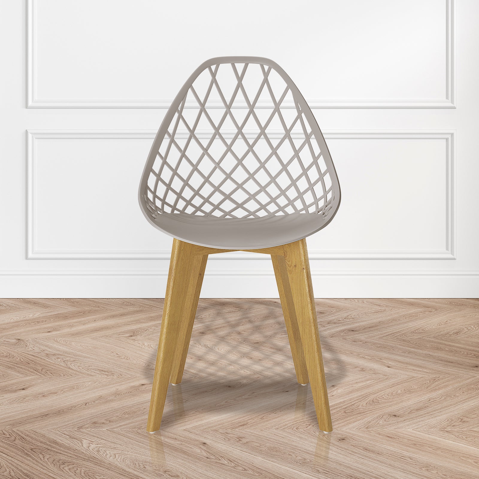 Jonah Beech Wood Dining Chair Grey Set of 4, featuring a sleek, minimalist design with a sturdy beech wood frame and a contoured Polypropylene seat, emphasizing comfort and style.