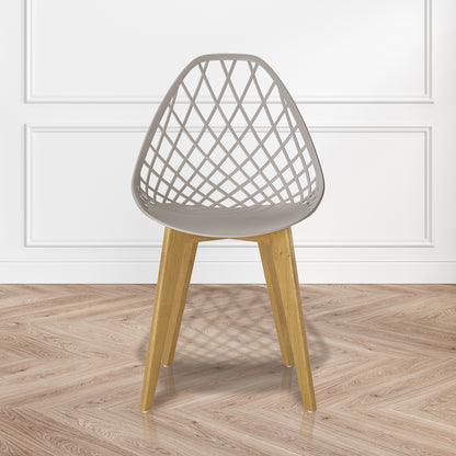 Jonah Beech Wood Dining Chair Grey Set of 4, featuring a sleek, minimalist design with a sturdy beech wood frame and a contoured Polypropylene seat, emphasizing comfort and style.