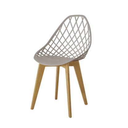 Jonah Beech Wood Dining Chair Grey Set of 4, featuring a sleek white seat and back, showcasing minimalist design with beech wood legs, emphasizing comfort and modern style.