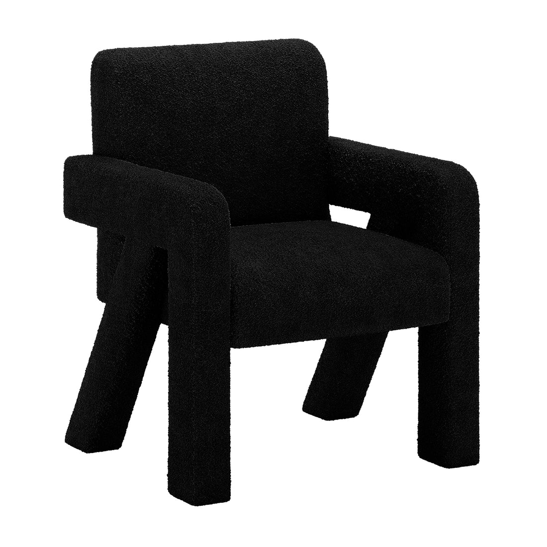Julie Bouclé Upholstered Accent Chair - Black, featuring plush bouclé fabric with armrests and sturdy legs, offers a luxurious seating experience. Ideal for enhancing contemporary and minimalist interiors.