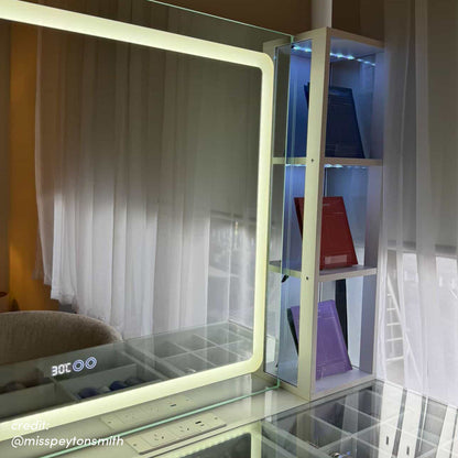 Juliette LED Makeup Vanity Table with Storage in White