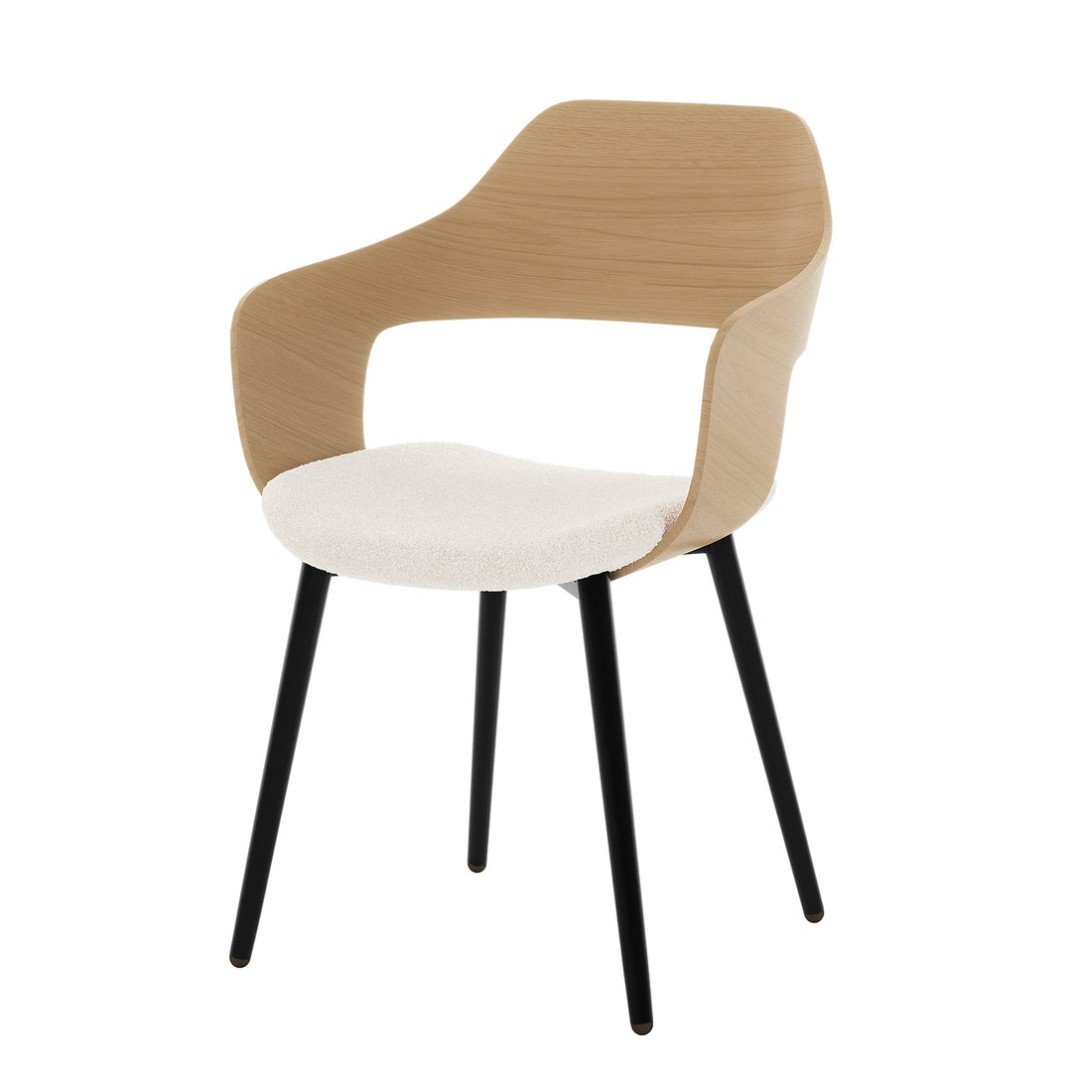 Close-up of Kaylani & Winfield 5-Piece Wooden Dining Set, showcasing a chair's armrest and wooden surface, highlighting the set's elegant design and quality craftsmanship.