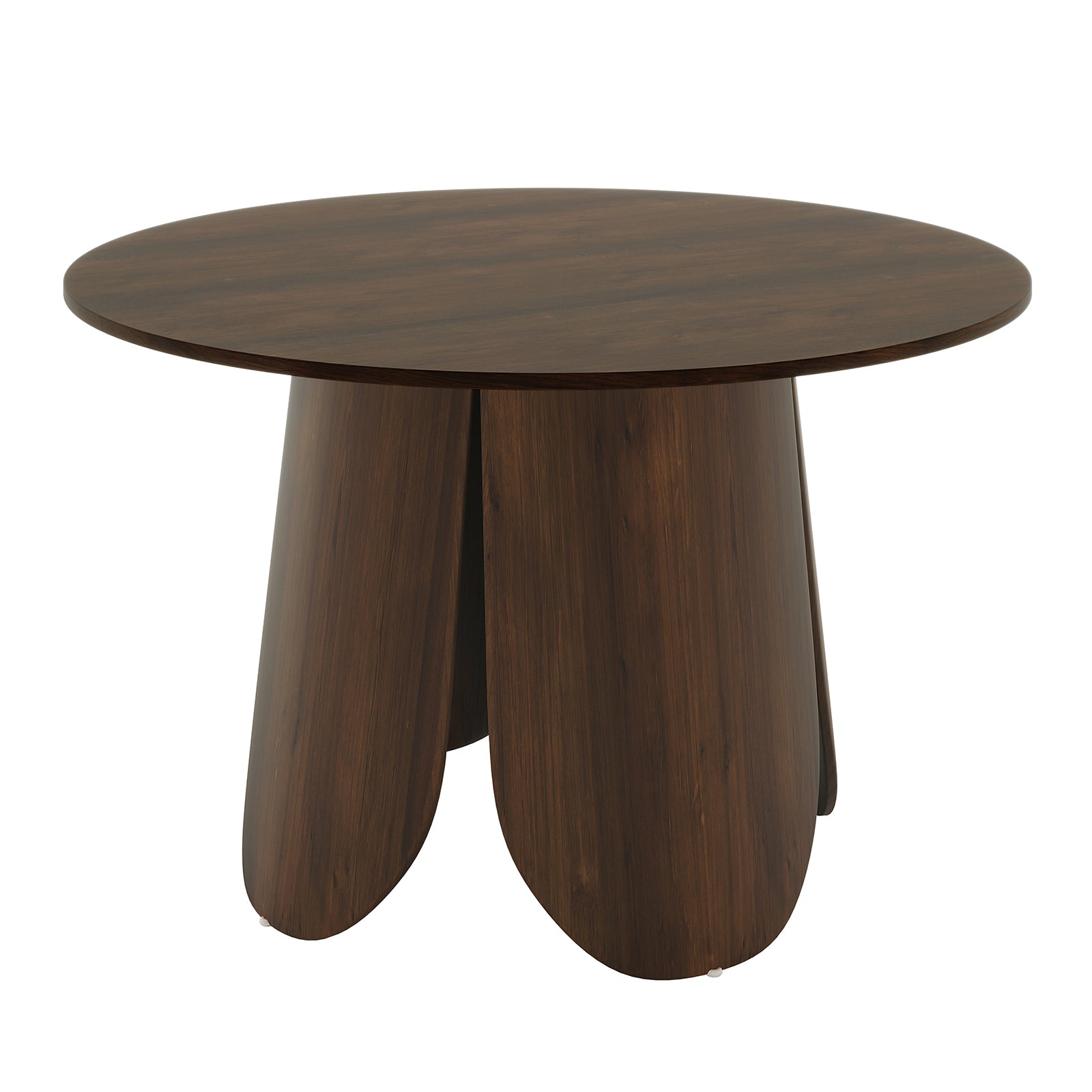Kalyani 120cm Wooden Round Dining Table with Veneer Top Walnut, featuring a smooth, durable veneer surface and round shape, ideal for enhancing dining spaces with its rustic, sturdy design.
