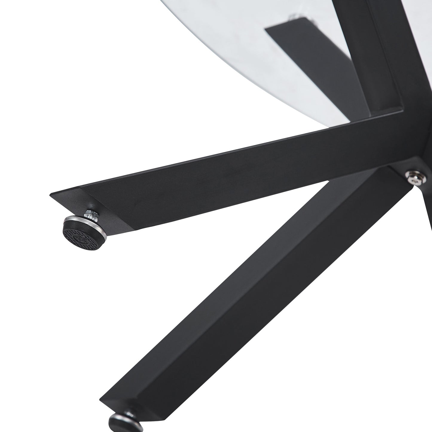 Kansas 80cm Round Glass Coffee Table Black, showcasing a sleek black metal frame and transparent glass top, ideal for modern, minimalist spaces. Perfect for versatile use in various home settings.